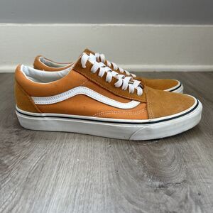 Vans Old Skool Suede Sneaker Men's 9 Orange Classic Low Top Skateboard Shoes